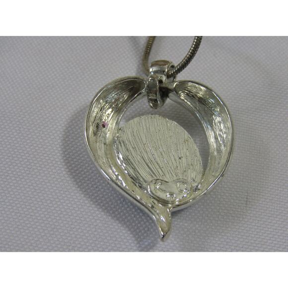 K C Blue Silver Tone Heart Necklace 9" Glass Boho VTG Retro Cottagecore - Picture 4 of 5